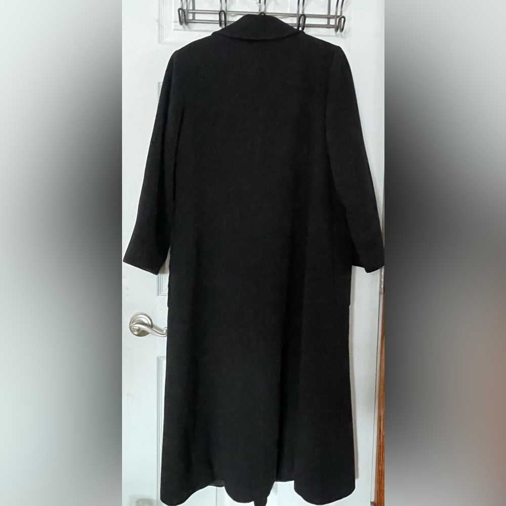 Talbots Classic Black Double-Breasted Wool Full Length Pea Coat size 14 - Picture 3 of 3